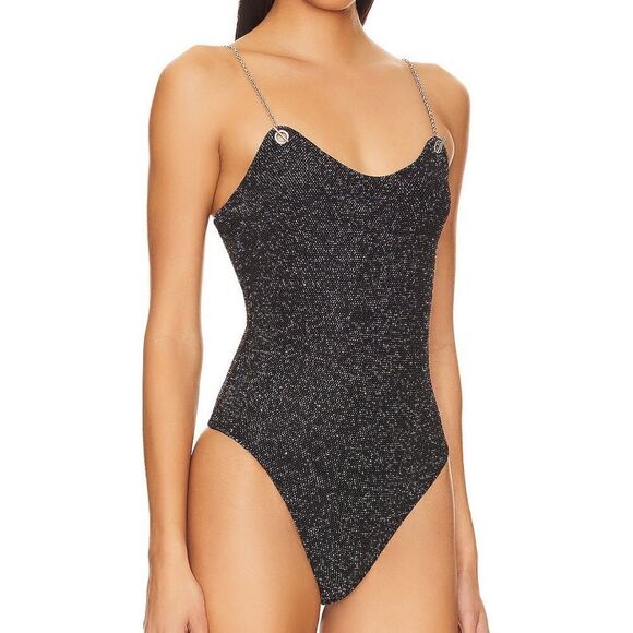 Sav Chain Strap Bodysuit in Gunmetal Silver superdown 📦 - Picture 3 of 8